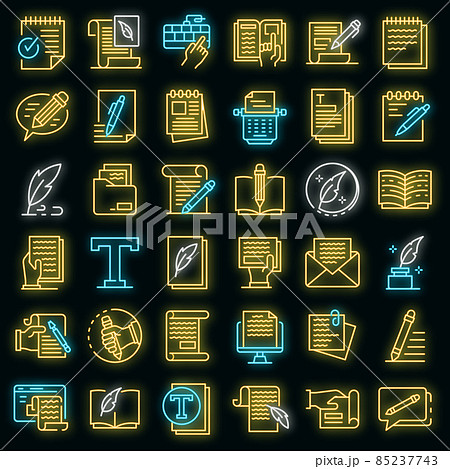 Copywriter icons set vector neon 85237743