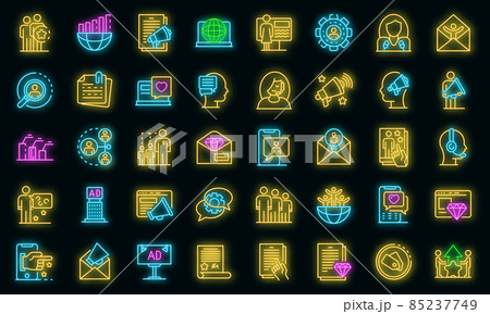 PR specialist icons set vector neon 85237749