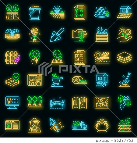 Landscape designer icons set vector neon 85237752