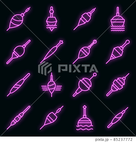 Bobber icons set vector neon Bobber icons set vector neon 85237772