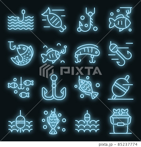 Fish bait icons set vector neon 85237774