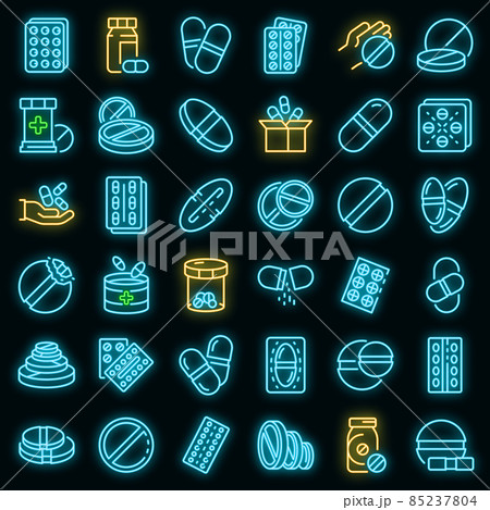 Pill icons set vector neon 85237804