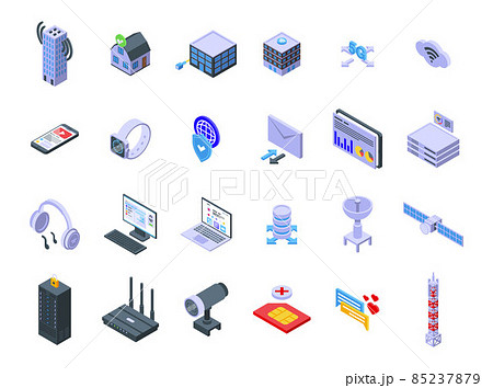 Internet provider icons set isometric vector. Host service Internet provider icons set isometric vector. Host service 85237879