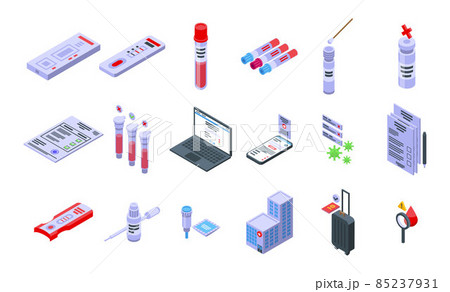 Test result icons set, isometric style 85237931