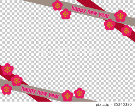 Happy New Year Frame Plum Blossom 85240380