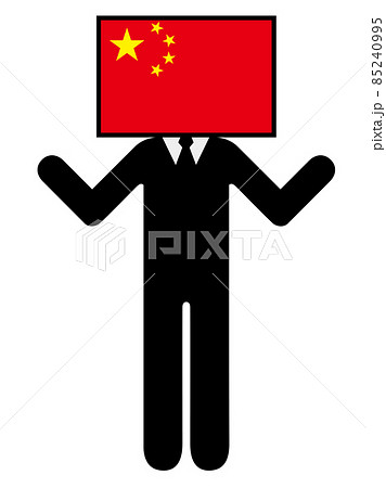 中国の国旗を擬人化キャラクター化した人のピクトグラム シンボル グラフィック素材のイラスト素材