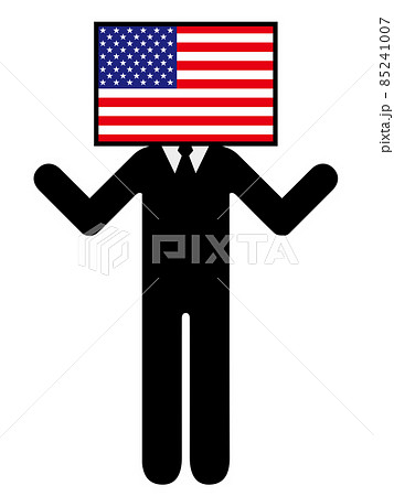 アメリカの国旗を擬人化キャラクター化した人のピクトグラム シンボル グラフィック素材のイラスト素材