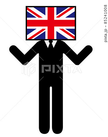 イギリスの国旗を擬人化キャラクター化した人のピクトグラム　シンボル　グラフィック素材 85241008