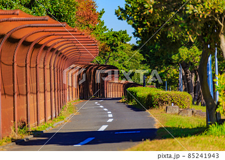 東京 江東区 若洲海浜公園 サイクリングコースの写真素材