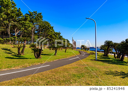 東京 江東区 若洲海浜公園 サイクリングコースの写真素材