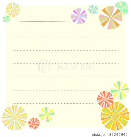デフォルメ カラフルな可愛い花の便箋フレーム 1対1比率サイズのイラスト素材
