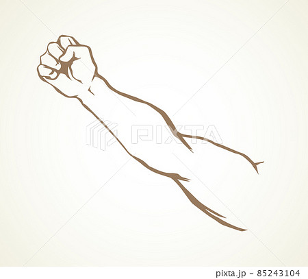 Superman's hand with an elongated fist. Vector drawing 85243104