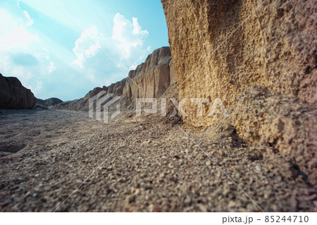 Landscape of abanboned land with clear sky background. Canyon scene 85244710