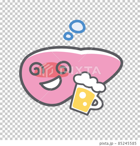 二日酔いの肝臓のシンプルで可愛いイラスト 85245585