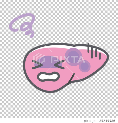 ダメージを受ける肝臓のシンプルで可愛いイラスト 85245586