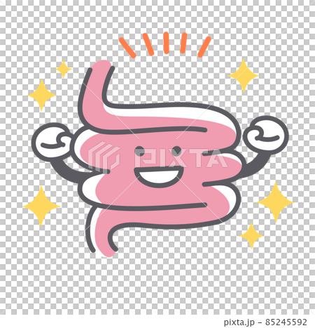 元気な小腸のシンプルで可愛いイラストのイラスト素材
