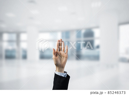 Choosing gesture of businessperson in elegant modern interior in sunshine light Choosing gesture of businessperson in elegant modern interior in sunshine light 85246373