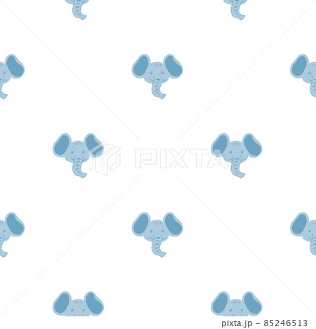 Elephant pattern seamless in freehand style. Head animals on colorful background. Vector illustration for textile. 85246513