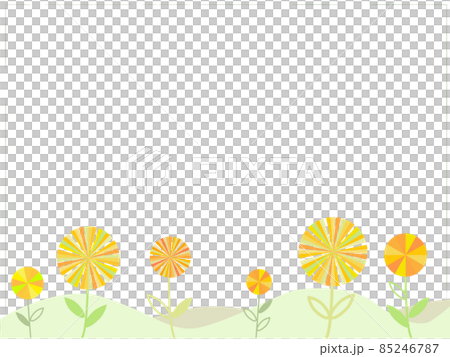 Deformed, colorful cute flower field background material, 4 to 3 ratio size 85246787