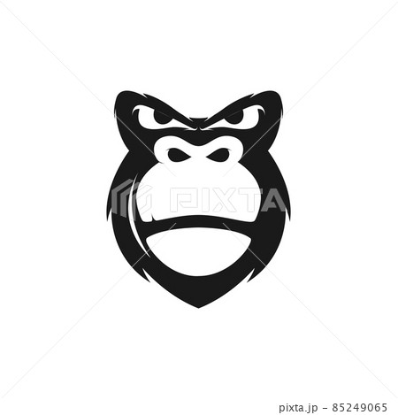 Black Face Gorilla Cool Logo Design Vector のイラスト素材