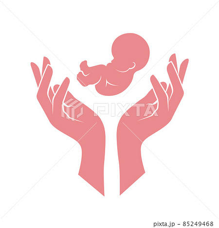 Fetus in mother hands, baby birth, embryo and woman palms, vector Fetus in mother hands, baby birth, embryo and woman palms, vector 85249468