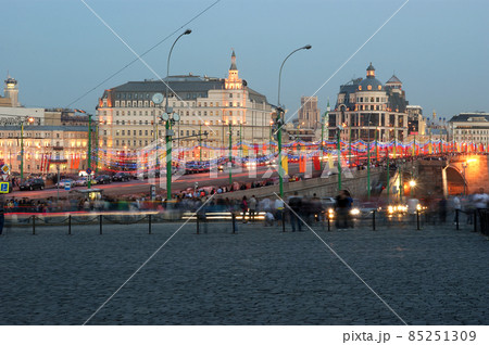 Victory Day decoration of the bridge near the Red Square, Taken 9 May 2013 in Moscow, Russia 85251309