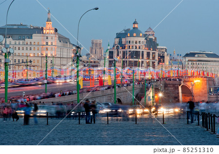 Victory Day decoration of the bridge near the Red Square, Taken 9 May 2013 in Moscow, Russia 85251310