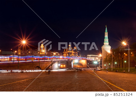 Victory Day decoration of the bridge near the Red Square, Taken 9 May 2013 in Moscow, Russia 85251324