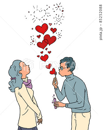 a young man and a girl in love with valentines, soap bubbles 85252088