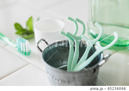 デンタルフロス 糸ようじ デンタルケアのイメージ素材 デンタルフロス 糸ようじ デンタルケアのイメージ素材 85256098
