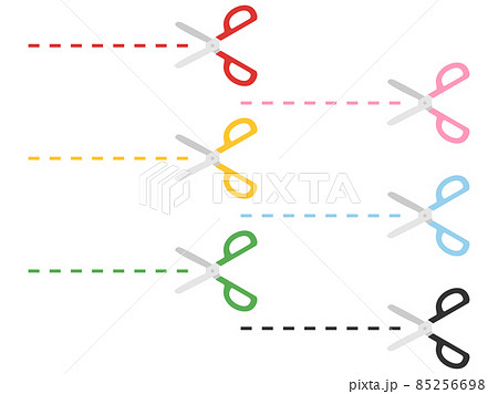 切り取り線とはさみのイラストのセットのイラスト素材