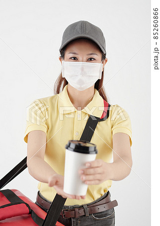 Courier Delivering Coffee and Food Courier Delivering Coffee and Food 85260866
