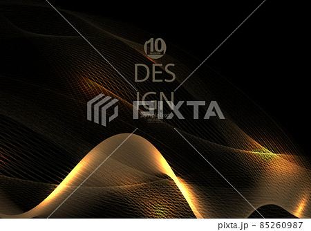 Gorgeous black illustration, abstract waves, beige mesh texture Gorgeous black illustration, abstract waves, beige mesh texture 85260987