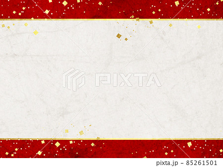 和紙風赤帯フレーム無地背景ヨコ 85261501