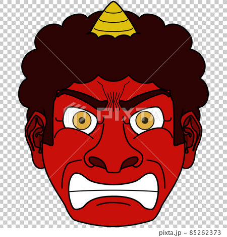 激怒した鬼の顔のイラスト アウトラインあり のイラスト素材