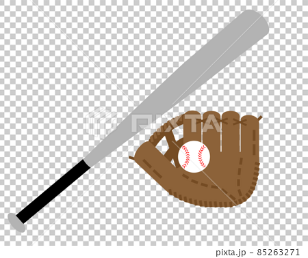 baseball glove and ball and bat