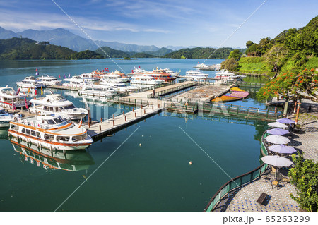 The scenery of Marina at Sun Moon Lake in the morning, the famous attraction in Nantou, Taiwan. The scenery of Marina at Sun Moon Lake in the morning, the famous attraction in Nantou, Taiwan. 85263299