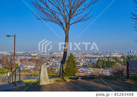 秋の東京都多摩市 桜ヶ丘公園のゆうひの丘から多摩市、府中市の街並みを見る 85263408