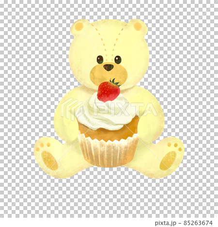 カップケーキを持った白クマのぬいぐるみ カップケーキを持った白クマのぬいぐるみ 85263674