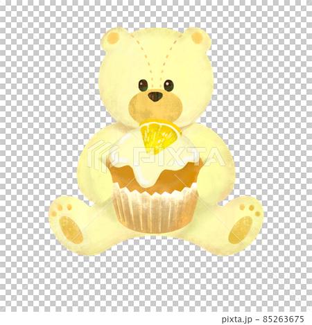 カップケーキを持った白クマのぬいぐるみ カップケーキを持った白クマのぬいぐるみ 85263675