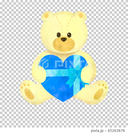 A stuffed white bear with a blue heart A stuffed white bear with a blue heart 85263676