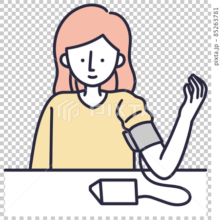血圧を測る女性　シンプルイラスト 85263781