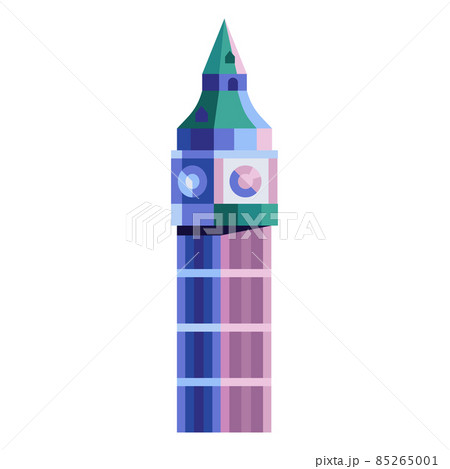 Big Ben Clock Tower Icon in Flat Design Big Ben Clock Tower Icon in Flat Design 85265001