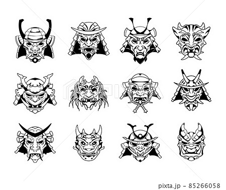 Tattoo of human skull in Japan Samurai Helmet isolated on white Vector  illustration Stock Vector Image  Art  Alamy