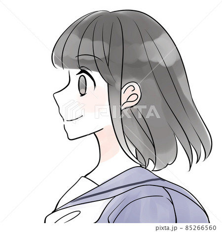 正面を向く女子学生のイラストのイラスト素材