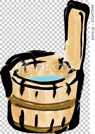 用於溫泉和浴池的木製手浴缸，手繪畫筆插圖 85267094