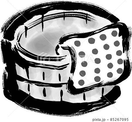 温泉やお風呂の木製の桶 手描き筆描きイラスト モノクロ 温泉やお風呂の木製の桶 手描き筆描きイラスト モノクロ 85267095