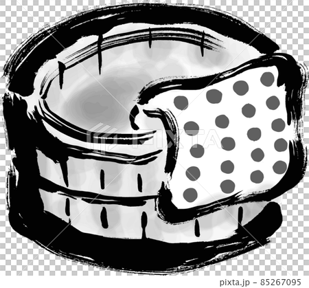 温泉やお風呂の木製の桶 手描き筆描きイラスト モノクロ 温泉やお風呂の木製の桶 手描き筆描きイラスト モノクロ 85267095