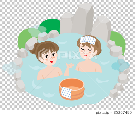 兩個女人在露天浴池 85267490