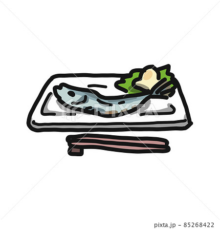 焼き魚 いわし のイラストのイラスト素材